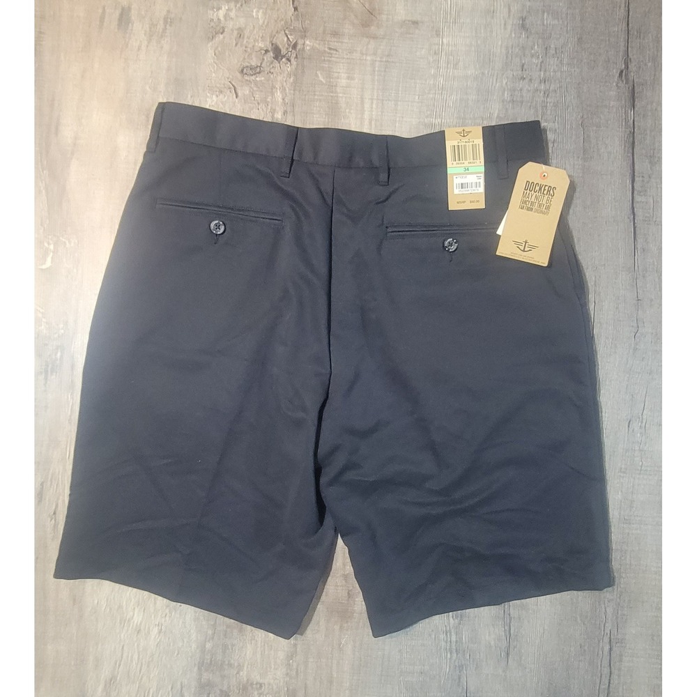 Dockers Men Microfiber Shorts Navy Blue Wrinkle Resistant 31718-0015 Size 34 NWT
